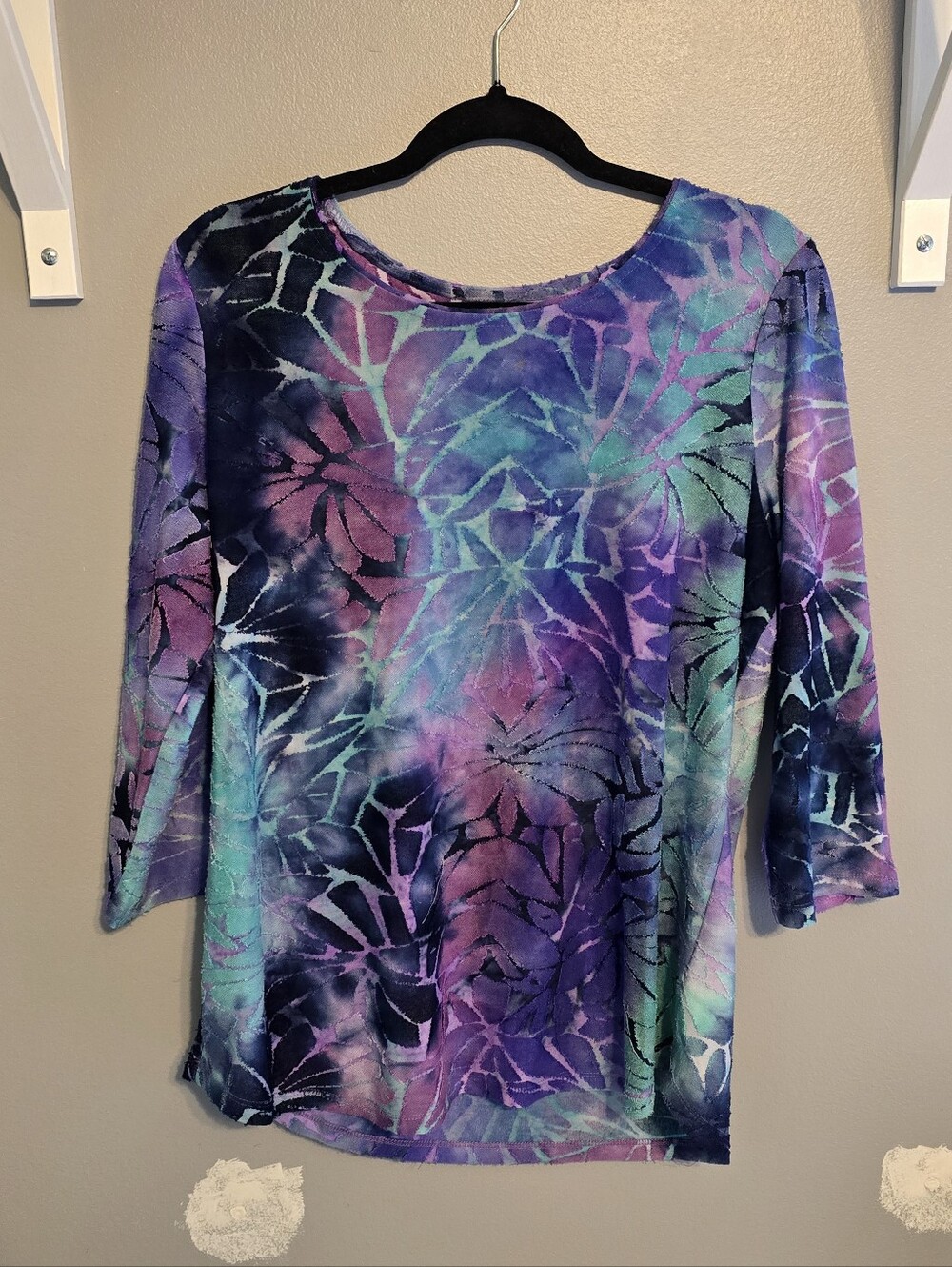 Allison Daley Purple Teal Pink Long Sleeve Top